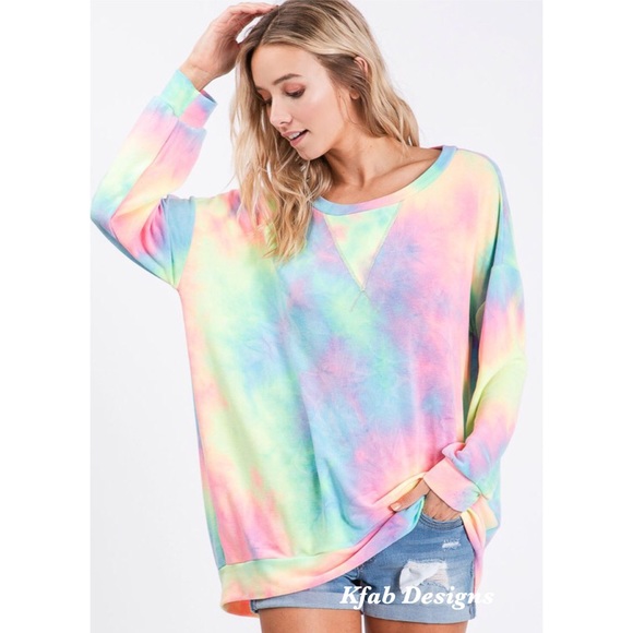 💖LAST! Softest Terry Pastel Tie Dye Pullover - Picture 4 of 10